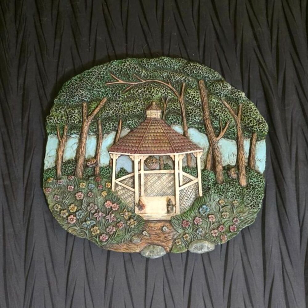 New Creative Enterprises Gazebo Garden Scene Resin Wall Plaque 10"x9"
